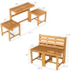 3-in-1 outdoor acacia wood loveseat bench with slatted seat, convertible design for table and chairs, ergonomic support.