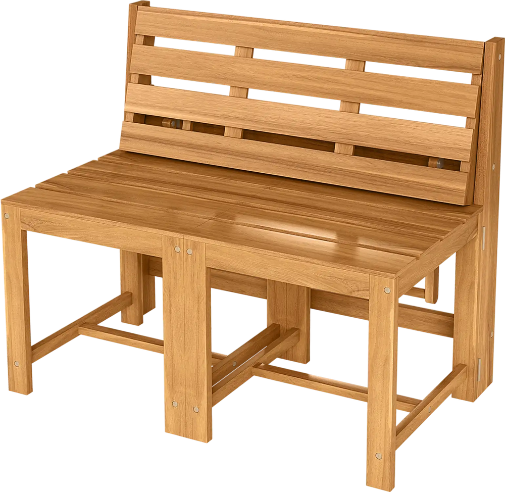 3-in-1 Outdoor Acacia Wood Loveseat Bench Furniture with Slatted Seat