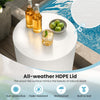 Outdoor cooler side table with fluted design, HDPE lid, and 6.2-gallon capacity for stylish gatherings by the pool.