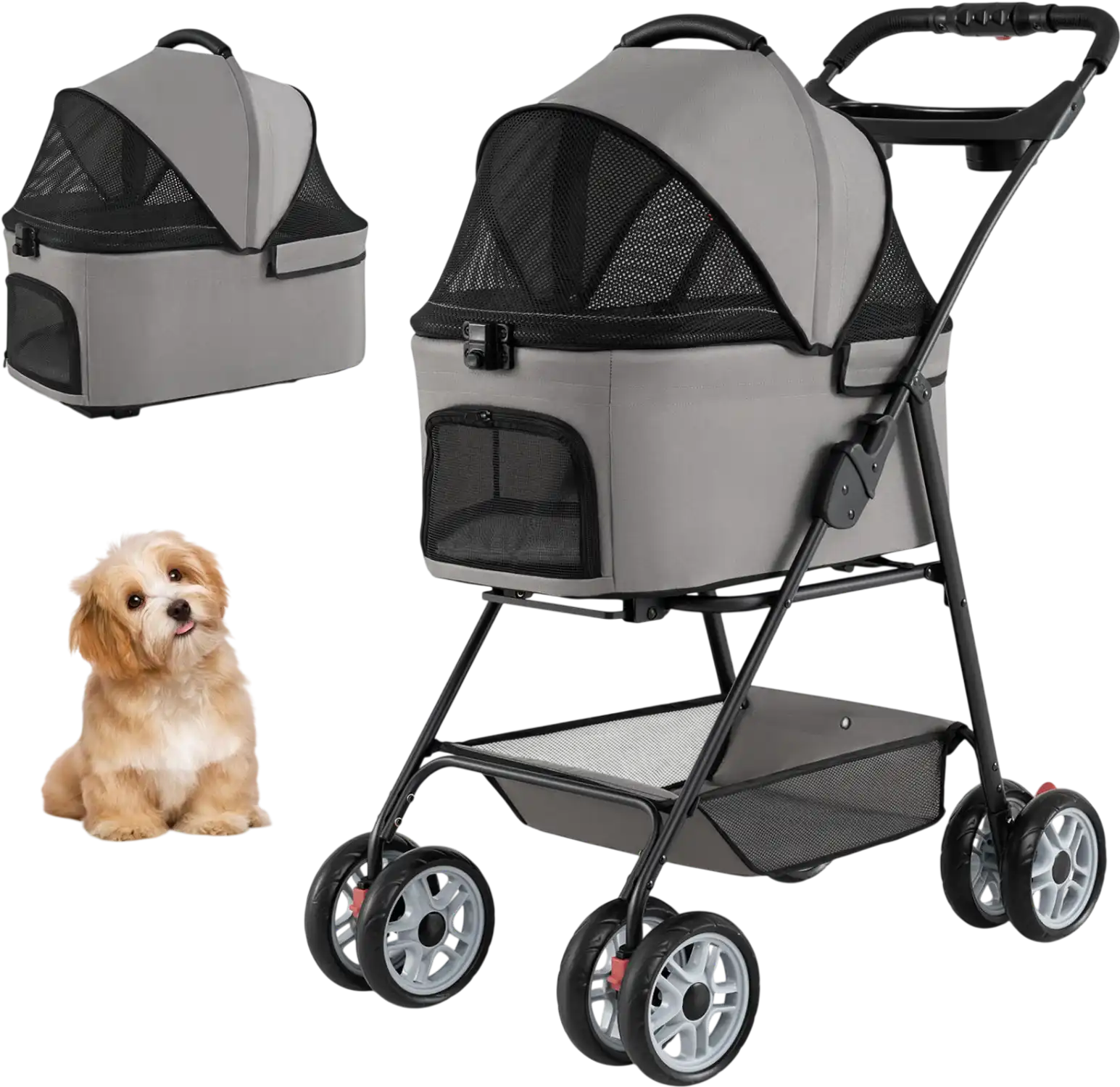 Costway 3-in-1 Pet Stroller Removable Carrier 33 lbs 63278031 New