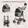3-in-1 gray pet stroller with removable carrier, collapsible frame, and safety features for small dogs and cats.