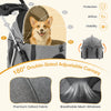 Detachable pet basket of a gray 3-in-1 stroller with breathable mesh windows for airflow and visibility.