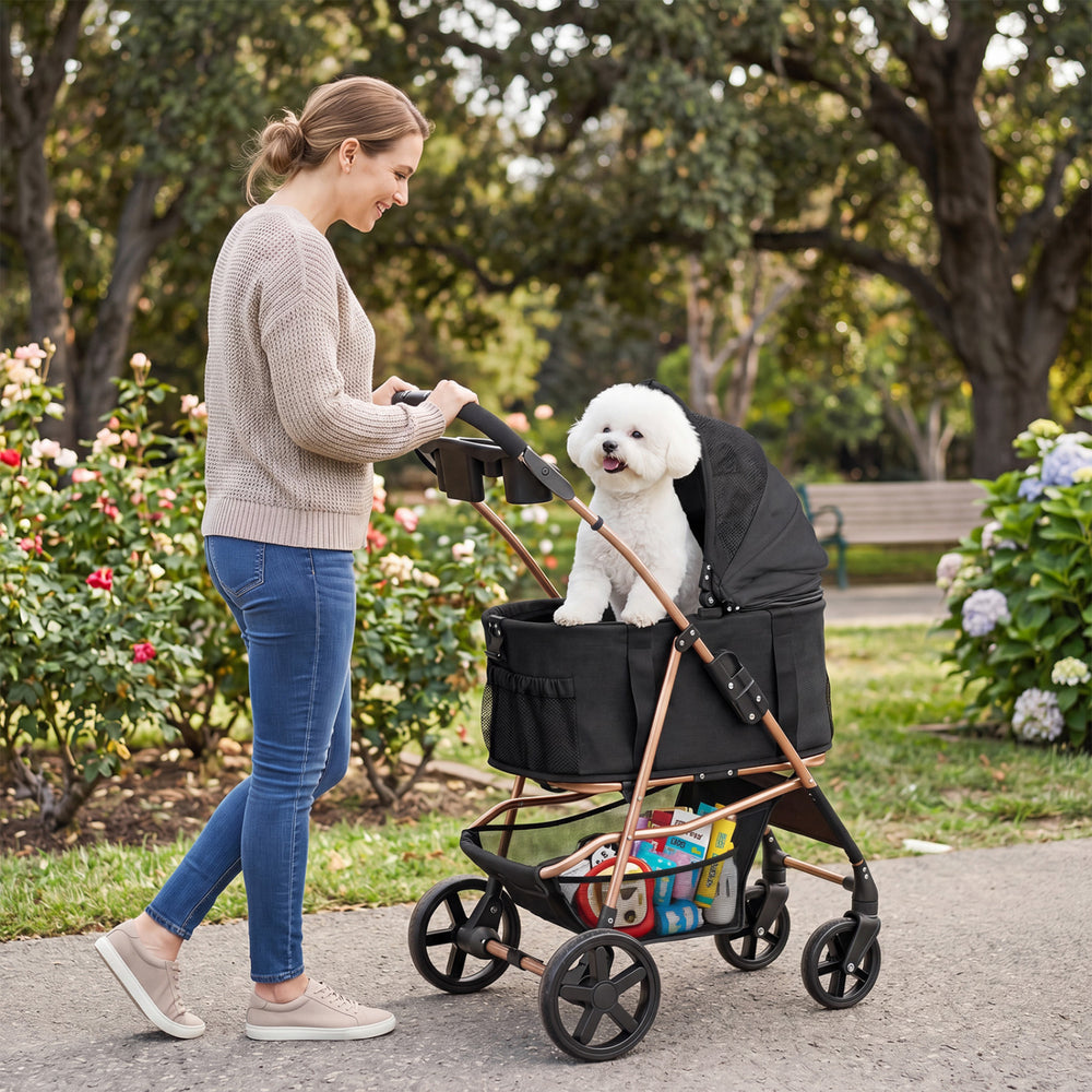 3-in-1 Pet Stroller for Small Medium Dogs Foldable with Detachable Carrier-Black - Gallery View 1 of 11