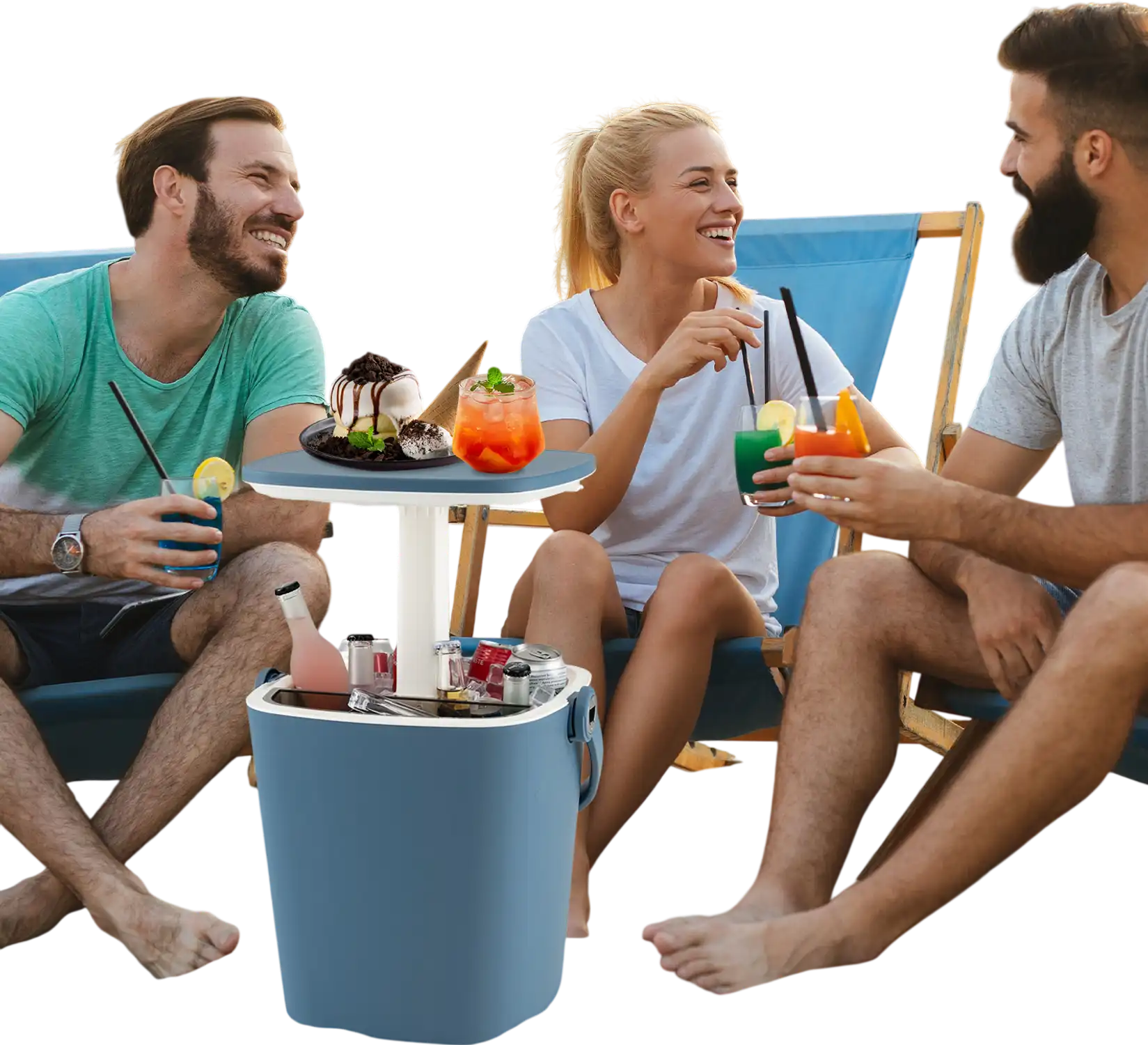Costway 3-in-1 Portable Cooler Bar Table Lift Top Bottle Opener Blue 67513928 New