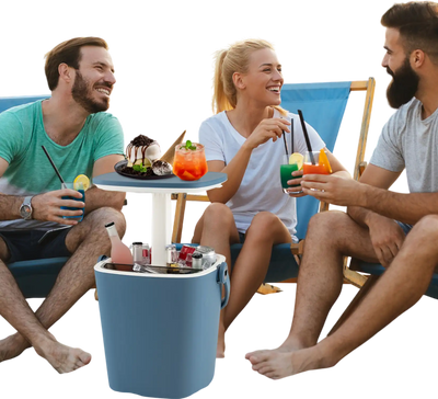 Costway 3-in-1 Portable Cooler Bar Table Lift Top Bottle Opener Blue 67513928 New