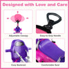 Adjustable canopy and cozy backrest of the pink 3-in-1 push car for toddlers, designed for comfort and safety.