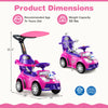 3-in-1 pink push car for toddlers, featuring adjustable canopy, storage space, and interactive buttons for fun playtime.
