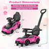 Pink 3-in-1 Maserati licensed ride-on push car with detachable handle, musical steering wheel, and under-seat storage.