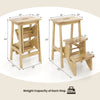 3-in-1 rubber wood step stool with handle, featuring anti-slip surface and wide pedals, ideal for safe standing.