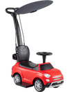 Red 3-in-1 toddler ride-on push car with adjustable canopy, steering wheel, and safety features for outdoor fun.