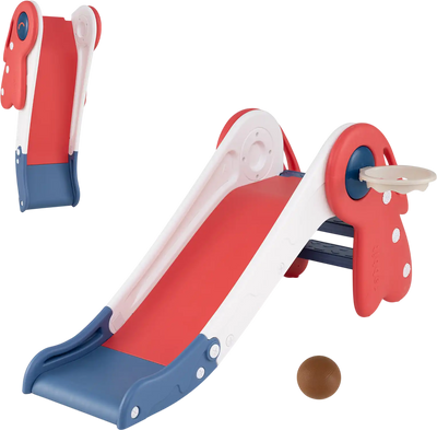 Costway 3-in-1 Toddler Slide Climber Playset w/ Basketball Hoop 91524296 New