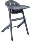 Gray 3-in-1 washable baby high chair with adjustable tray and built-in footrest for easy feeding and comfort.