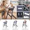 3-in-1 washable baby high chair in gray, featuring a portable handle, adjustable tray, and built-in footrest for.