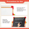 Close-up of the 3-in-1 wooden art easel for kids, showing the protective film on the whiteboard surface before use.