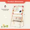 3-in-1 wooden art easel for kids with drawing paper roll, featuring a double-sided board and educational accessories.