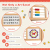 3-in-1 wooden art easel for kids featuring alphabet, abacus, and clock for educational play and creativity.