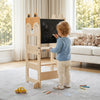 3-in-1 Wooden Kids Toddler Kitchen Step Stool with Blackboard-Orange - Gallery View 1 of 11