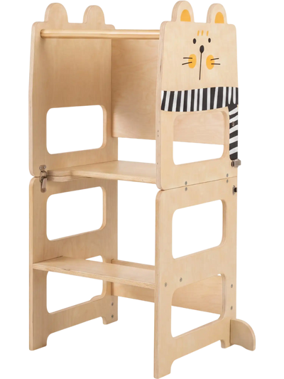 Costway 3-in-1 Wooden Kids Toddler Kitchen Step Stool Blackboard 67200894 New