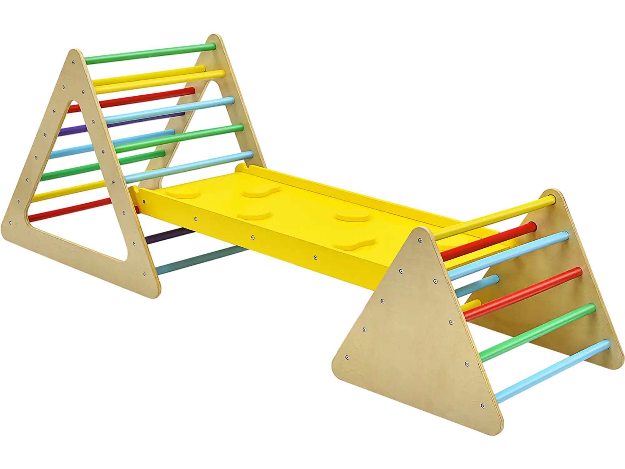 Costway 3-in-1 Wooden Triangle Climber Ramp Slide Set 34658172 New