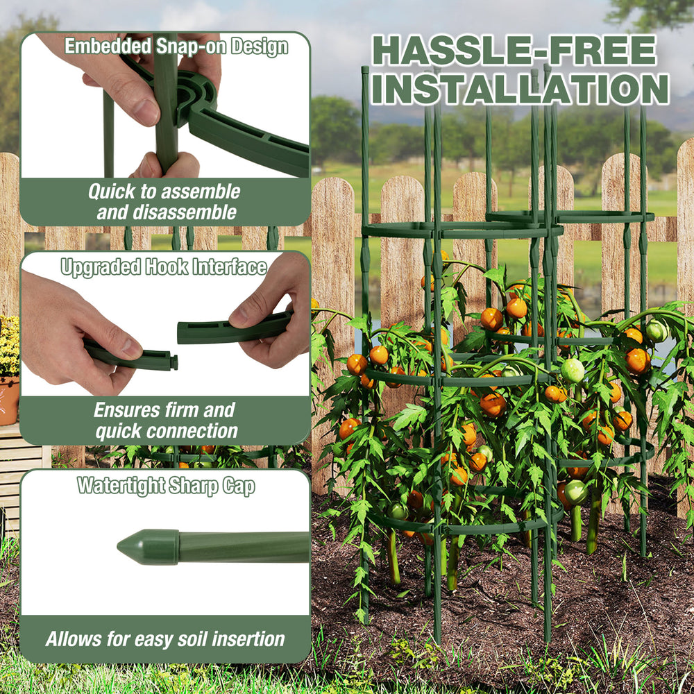 Adjustable 60-inch plant support trellis with snap-on design, ideal for climbing plants in gardens and pots.
