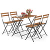 5-piece patio dining set featuring acacia wood tabletop and 4 folding chairs, perfect for outdoor gatherings.