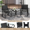 3 piece black patio rocking set featuring ergonomic chairs and a tempered glass side table, perfect for outdoor.