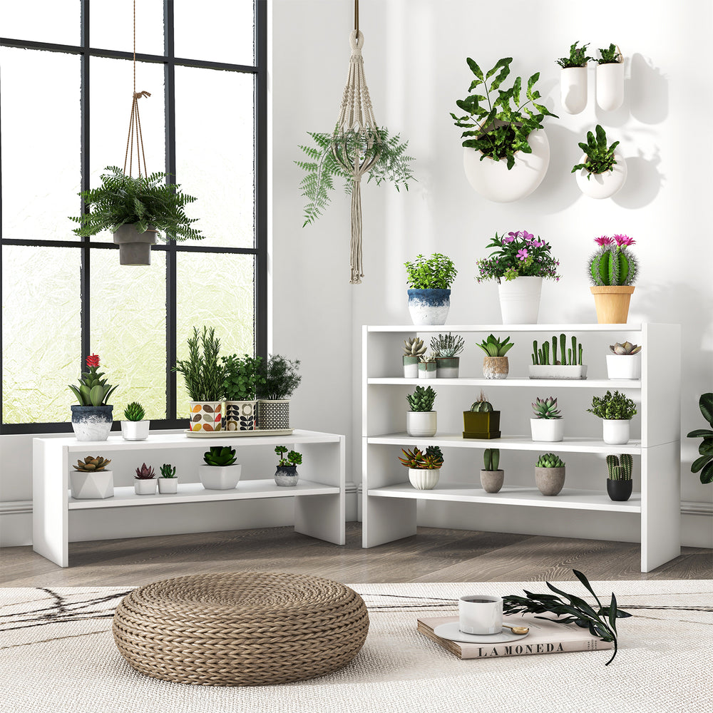 3 Pieces 31-Inch Stackable Multi-Shape Shoe Rack-White - Gallery View 1 of 10