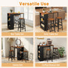 3-piece bar table set with storage, featuring a sturdy design and open shelves, ideal for kitchen or living room use.