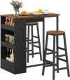 3 Pieces Bar Table Set with Storage
