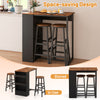 Bar table set with storage featuring a sturdy design, two stools, and a smooth wood surface for easy cleaning.