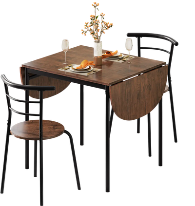 Costway 3-Piece Dining Set Kitchen Table & 2 Chairs Brown 897254316 New