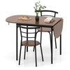 Drop leaf dining table with two ergonomic chairs in brown, perfect for small spaces and modern kitchen settings.
