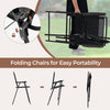 Folding outdoor bar stool set with ergonomic armrests and textured DPC tabletop, ideal for poolside relaxation.