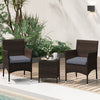 3 Pieces Outdoor Conversation Set with Cushioned Seat and Glass Tabletop-Gray - Gallery View 1 of 10