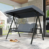 3-Seat Patio Swing Chair Porch Swing with Adjustable Canopy Thickened Cushions Pillow and Foldable Side Trays-Grey - Gallery View 1 of 10