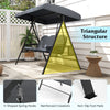 Detail of the triangular structure and reinforced crossbars on the 3-seat patio swing chair for enhanced stability.