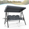 3-seat patio swing chair with adjustable canopy, thick cushions, and foldable side trays, perfect for outdoor.