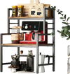 3-tier microwave stand in rustic brown with heavy-duty metal frame, perfect for kitchen appliances and spice jars.