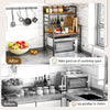 3-tier microwave stand in rustic brown with heavy-duty metal frame, optimizing countertop space for kitchen.