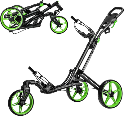 Costway Folding Golf Push Cart Adjustable Handle Swivel Wheel Green 42510976 New