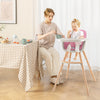3-in-1 Convertible Wooden High Chair with Cushion-Pink - Gallery View 1 of 10