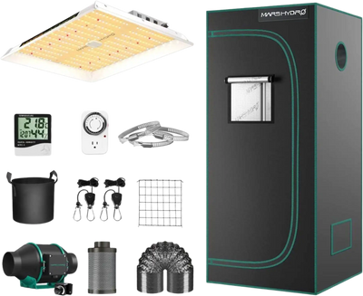 Mars Hydro Full Grow Kit TS-1000 LED Grow Light 2.3' X 2.3' and Accessories New