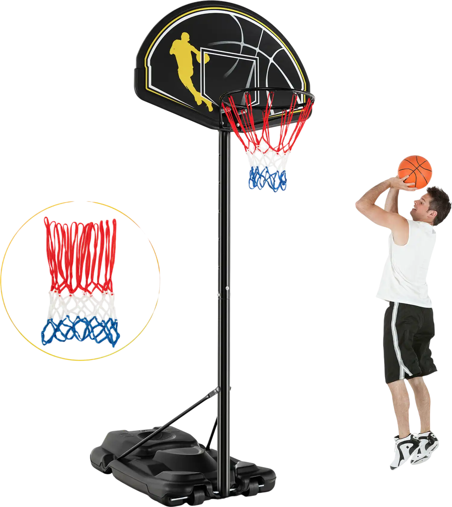 Costway Portable Adjustable Basketball Hoop Goal System 4.25-10' 71684235 New