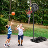 Height-adjustable basketball hoop system with 41-inch backboard, suitable for all ages, ideal for outdoor play.