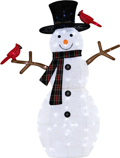 Costway 4.2' Lighted Snowman with Redbirds Christmas Decoration 87942156 New