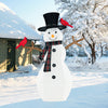 Friendly 4.2 feet lighted snowman with redbirds, plaid scarf, and sturdy metal frame, ideal for outdoor Christmas decor.
