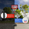 Portable basketball hoop with adjustable height, waterproof pole, and durable net, ideal for outdoor play.