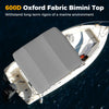 4-bow boat bimini top made of 600D oxford fabric, designed for durability in marine environments, with storage boot.