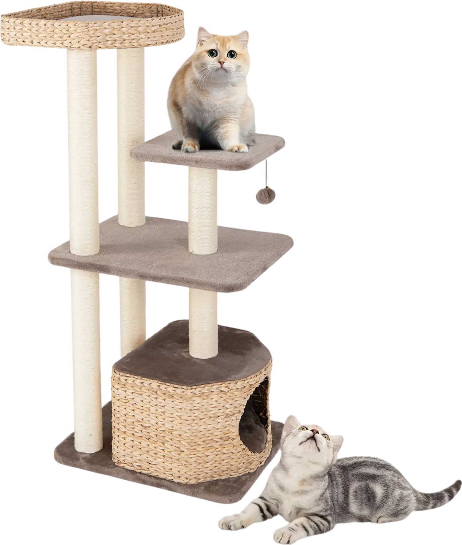 Costway 4-Layer Cat Tower Condo Scratching Posts Washable Cushions Coffee 96253174 New