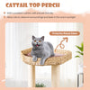 Warm cattail top perch with protective edges and padded cushion for cats to relax and bask in sunlight.